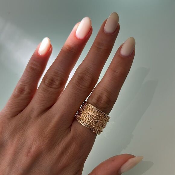 Gold Textured Band Ring A1105 - Picture 2 of 3